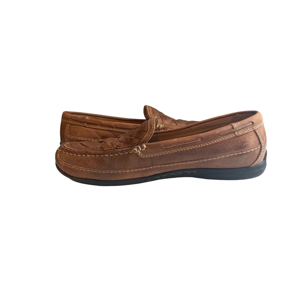 Johnston & Murphy Mens Woven Leather Loafers Brown Driving Mocs 9.5 M 25-85736